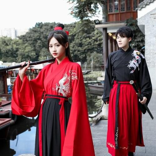 Longfeng big sleeve/get hanfu mens and womens waist wide sleeve Ru skirts Chinese style costume lovers CP with class