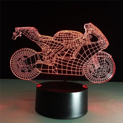 Motorcycle LED 3D Optical Illusion Night Light Action Figure 7 Colors Touch Table 3D Lamp for Home Decoration Light