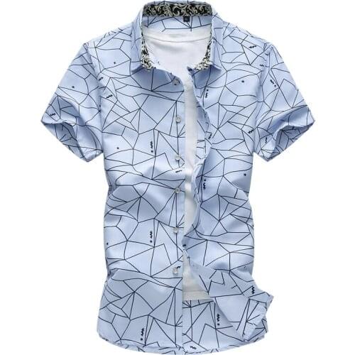 2021 summer short-sleeved fashion best-selling slim plus fertilizer XL male flower shirt