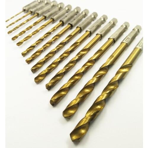 DEKS 13Pcs 1.5~6.5mm Power Drill tools & Saw Set HSS Steel Titanium Coated Woodworking Wood Twist Drill tool Bit