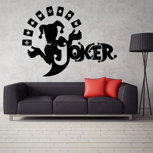 Joker Play Poker Card Casino Gambling Wall Stickers Vinyl Interior Design Room Bedroom Modern Decoration Decals Wall Poster S365
