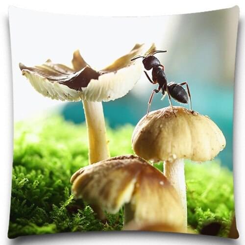 Black Ant and Mushroom Insect Cotton polyester Pillow Case Sofa car Pad Home Decoration Cushion Cover 9 style 16 18 20 inches