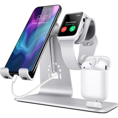 New 3 In 1 Wireless Charger Stand Charging Dock Pad for Apple Watch Airpods IPhone Charger Aluminum Alloy Charging Stand Bracket