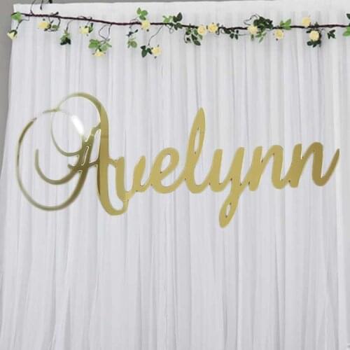Personalized Mirror Gold Acrylic Name Sign Custom Wedding Birthday Name Wedding Party Decor Gifts Name Setting Supplies