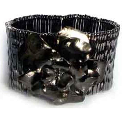 Gun-black color Multy metal vertical bars large rose elastic fashion bracelet jewelry for women wholesale watch bracelet jewelry