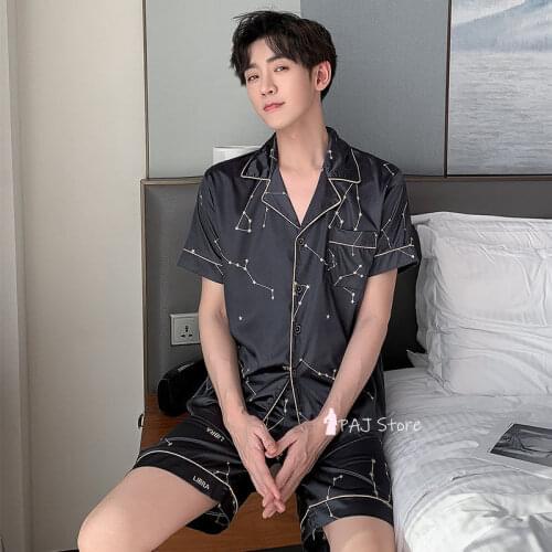 Summer Plus Size 5XL Mens Satin Silk Pajamas Sets Shorts Unisex Female Male Pijama Home Clothes Pyjama Homme Pijamas hombr