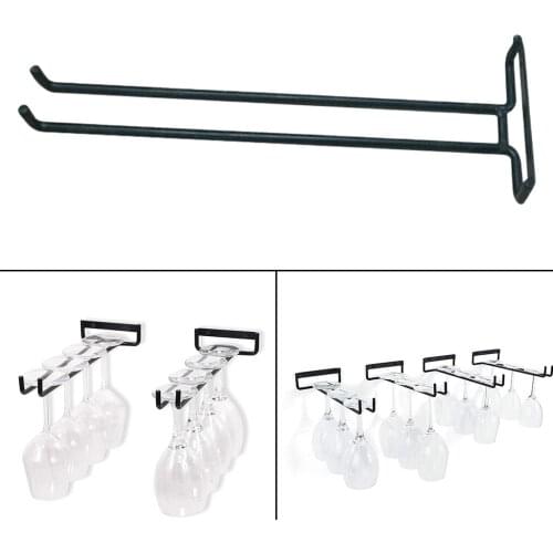 Under Cabinet Wine Glass Rack Stemware Storage Hanger Organizer Hold 4 Cups