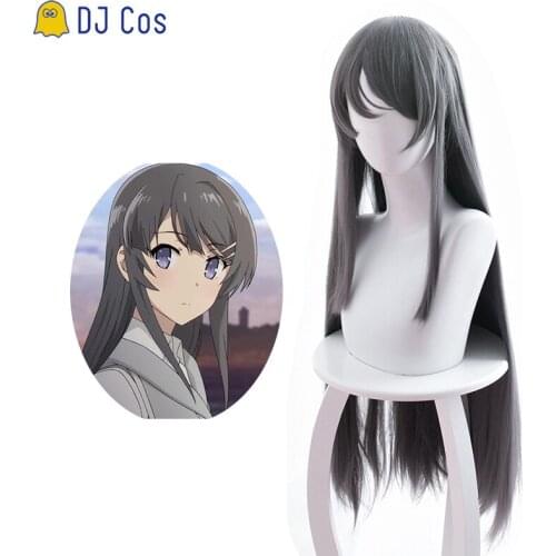 Sakurajima Mai Cosplay Straight Gray Wig Rascal Does Not Dream Of Bunny Girl Senpai Seishun Buta Yarou Synthetic Wig + Wig Cap