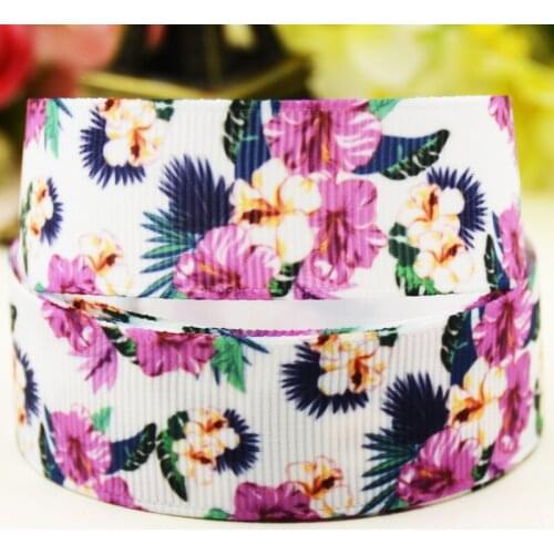 22mm 25mm 38mm 75mm Flower printed Grosgrain Ribbon party decoration 10 Yards X-04457