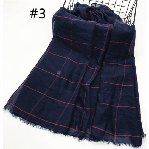 Spring Cotton Voile Muslim Hijab Maxi Scarf for Ladies Long Cross Strips Black Women Grid Hijabs Viscose Oversize plaid stole