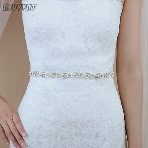 Trendy Women Belt Wedding Bridal Belt Rhinestone Applique Bridesmaid Sun Flower Pearl Girdle Belt For Wedding Dress Party Dress