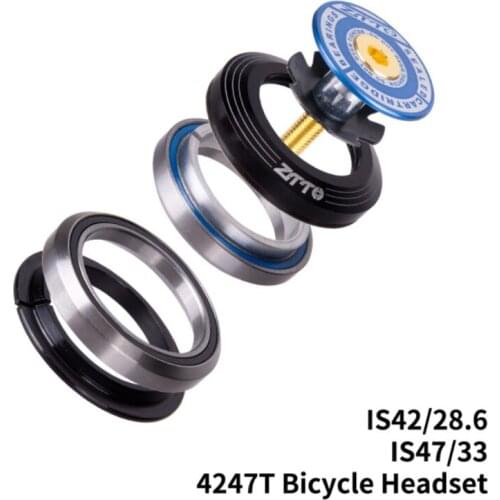 ZTTO 4247T Bicycle Bearing Headset 42mm 47mm 1 1/8"-1 1/4" 1.25 inch 33mm Tapered Tube fork IS42 IS47 Integrated Angular Contact