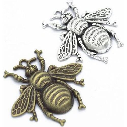 20pcs/lot 40x38mm Vintage Silver /Antique Bronze Bee Alloy Charms Jewelry Pendant