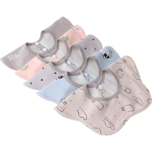 5pcs/set Newborn Baby Pure Cotton Waterproof Flower Bibs 360 Degree Rotating Saliva Towel Infants Feeding Burp Cloths 85DE