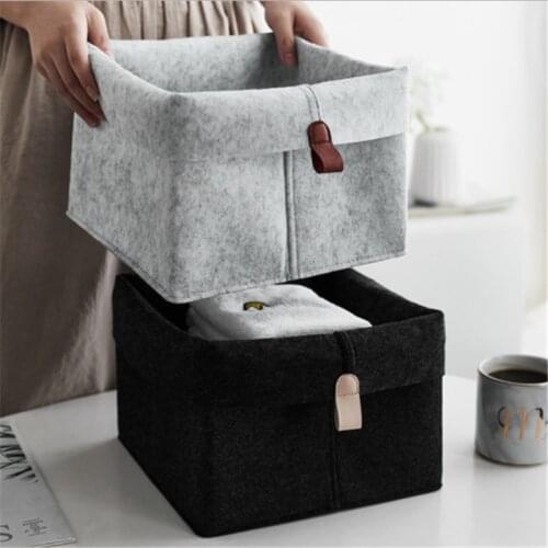 Felt Storage Basket 1pc Living Room Tea Table Black Gray Sundries Storage Basket Cloth Felt Storage Box Bedroom Socks Storage