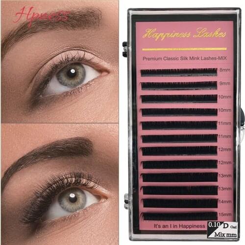 All Sizes High Quality Natural Soft False Eyelash Extensions Mink Premium Black Material CDD+ Curls 1 Tray/Lot Free Shipping