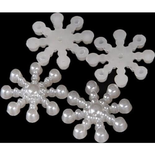 50pcs/100Pcs Snowflake Flatback Pearl Embellishments Christmas Craft Cardmaking Qtys Embellishment Christmas Wedding Decoration