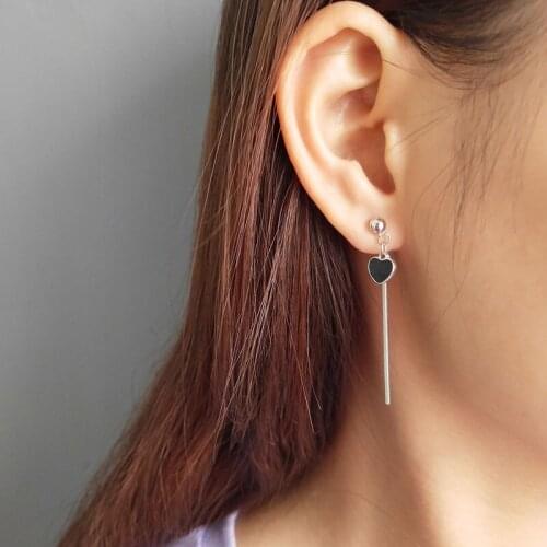 Authentic 925 Sterling Silver Heart Shape Long Drop Earrings for Women Luxury Silver Jewelry Brincos