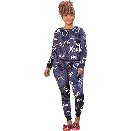 Plus Size 5XL Sexy Two Piece Sets Women Tops And Drawstring Skinny Pants Matching Set Autumn Fashion Letter Print Tracksuit Suit