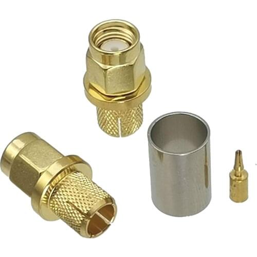 1Pcs Connector RP.SMA RP-SMA Male Jack Crimp RG5 RG6 5D-FB LMR300 Cable Straight