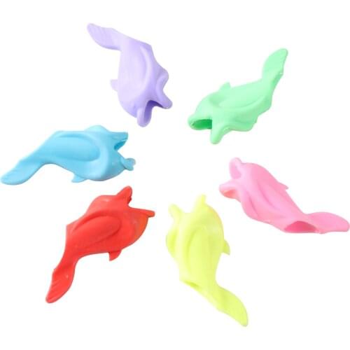 6 Colors/lot Silicone Kids Pen Grasp Holder Writing Holding Posture Correction Tool Calligraphy Practise Accessorial Stationery