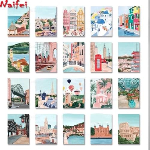 Cartoon Famous City Landscape Travel Diy 5d Diamond Painting Rome Dubai Tokyo Embroidery Diamonds For Home Cuadros Decoration