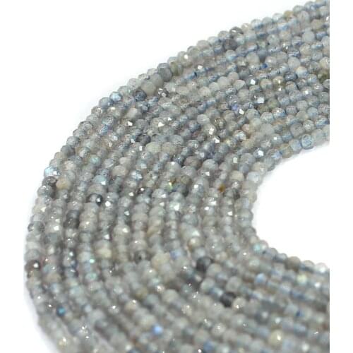 Free Shipping 2x3mm Faceted Rondelle Gray Natural Labradorite Gems Stone DIY Seed Beads 15"