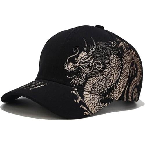 Unisex Baseball Hat Black White Chinese Dragon Pattern Adjustable Cap Sports Running Biking Casual Sun Hat Fashion Hip Hop Hat