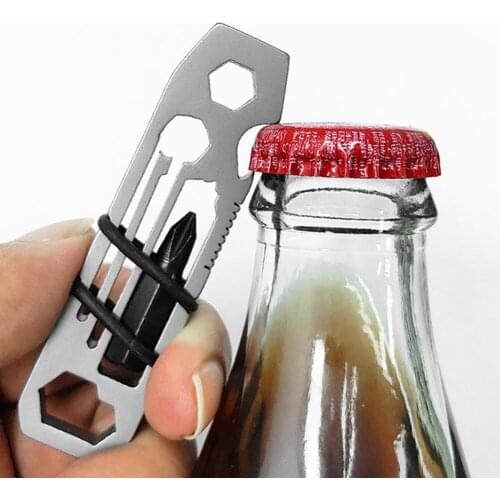6 in 1 EDC Keychain Tool Outdoor Pocket Hiking Camping Keychain Supplies Gadget Bottle Opener Multi-Function Tools Wrench