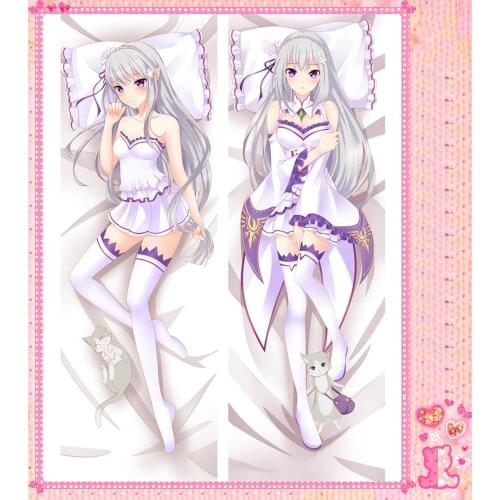 Anime Cartoon Re:Zero kara Hajimeru Isekai Seikatsu Double Bolster Hugging Pillow Case Cover Pillowcase No.68076