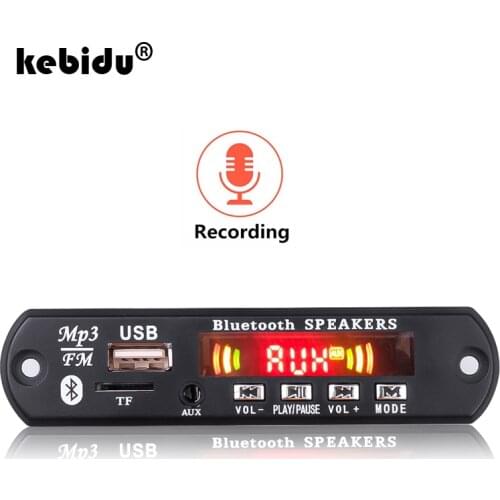 DC 5-12V Automobile Car Bluetooth5.0 MP3 WMA FM AUX Decoder Board Plate Audio Module TF SD Card USB Radio Car MP3 Speaker Record