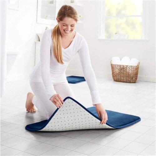 Home Bath Mat Non-slip Bathroom Carpet Soft Coral Fleece Memory Foam Rug Kitchen Toilet Floor Decor Washable Bathroom Supplies