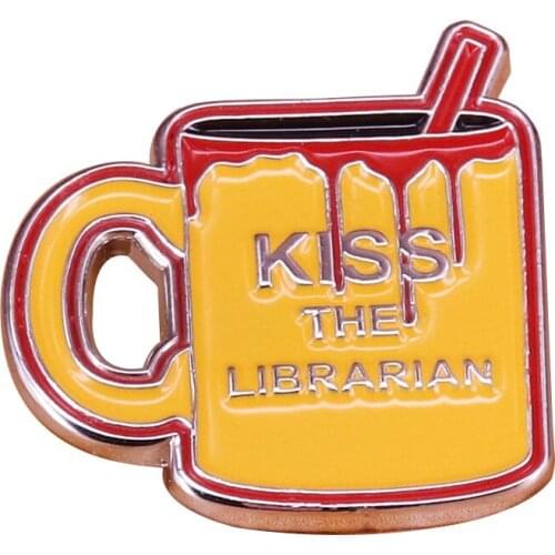 Kiss the Librarian Mug Blood Spike enamel pin American supernatural drama television inspired brooch