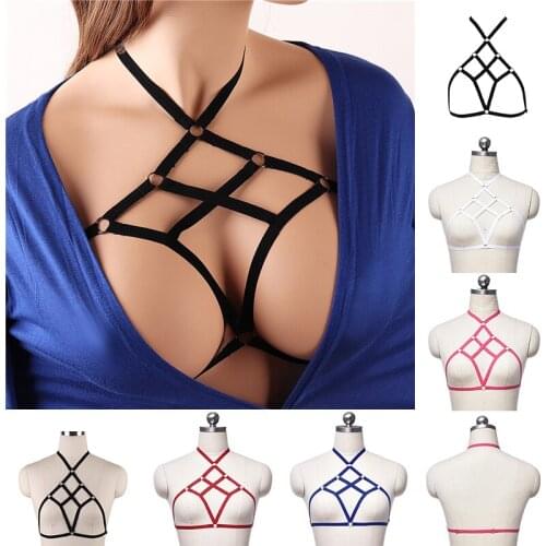 Gothic erotic underwear Harajuku color suspender tights close-up bra beautiful breasts adjustable carnival festival wear