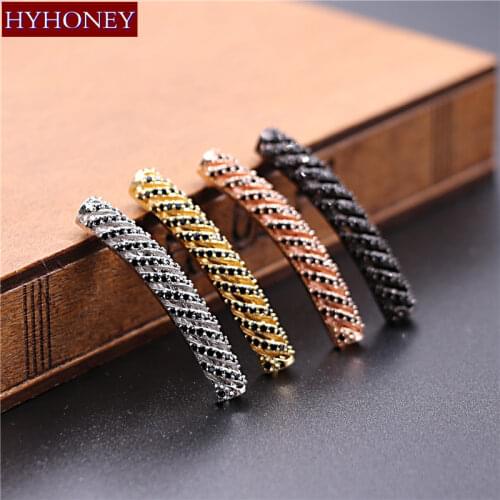 HOT!!! 4 Color Black Micro Pave CZ Zircon Accessories Beads Curved tube For Jewelry Making Pulsera