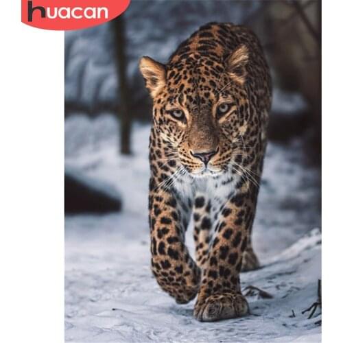 HUACAN 5D Full Square Drill Diamond Embroidery Leopard Cross Stitch Sale Diamond Painting Animal Handicraft Home Decoration