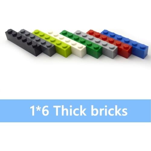 DIY Bulk Building Blocks 1*6 Dots 40pcs Thick bricks multiple color Educational Creative Part classic sets Compatible All Brands