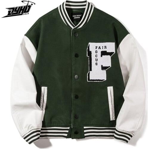 Hip Hop Letters Embroidery College Jackets Mens Patchwork Color Block Harajuku Bomber Varsity Jacket Women Baseball Coats Unisex
