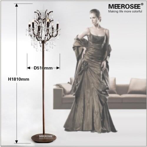 Hot Sale Vintage Style Crystal Floor Lamp Rustic Color Standing Lamp with 6 Lights for Living Room Study Hotel Sitting Room