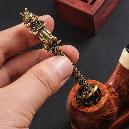 Six Holes Hollowed Brass Pipe Smoking Tool Tobacco Pipe Tamper Pokers Tool Cleaners Smoke Accessories