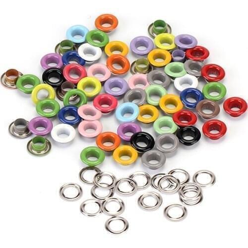 50pcs hole 5mm metal mixed color eyelet for DIY scrapbook lace shoe bag label clothing fashion accessories and leather crafts