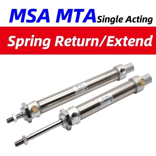 MSA MTA mini round cylinder with spring Single acting MSA Spring return MTA Spring entend bore16 20 25 32 40mm stroke 10-150mm