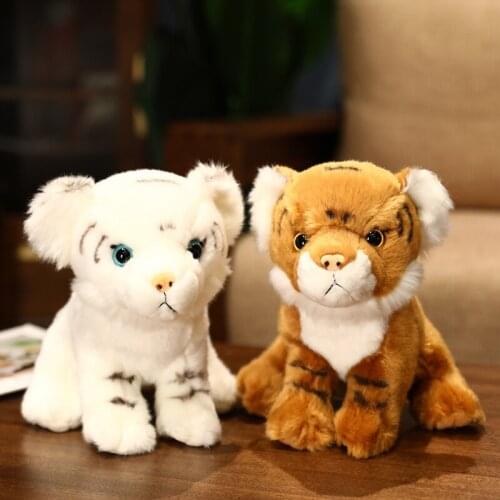 10-25cm Real Life Mini Tiger Plush Toys Ferocious Wild Animal Simulation White Brown Forest King Doll Pillow Kids Birthday Gift
