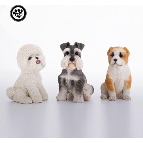 Mr.Z Resin PVC Miniature Schnauzer/Bichon/Shepherd Dog Model Toy fit for Action Figure Toys Accessories
