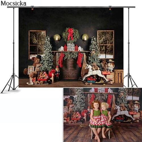 Mocsicka Wood Backdrop Christmas Cupboard Family Portrait Photography Background Child Birthday Photocall for Photo Studio Props