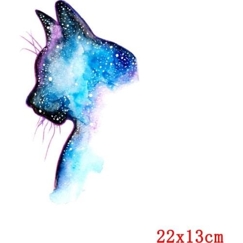 New Exclusive Starry Sky Cat Unicorn Patch Iron On Transfers For Clothing Heat Transfers Animal Thermo Stickers On Clothes