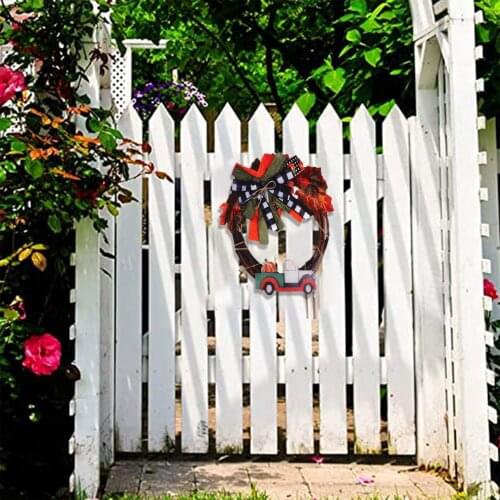 Fall Wreath Farmhouse Pumpkin Truck Maple Leaf Wreath for Home Front Door Decoration