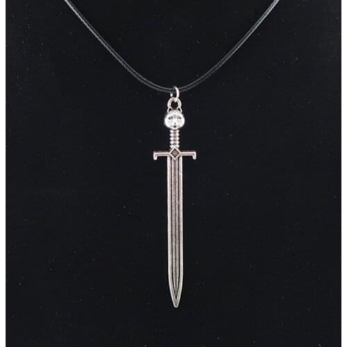 Custom Alloy Weapon Sword Charms Leather Chain Necklaces Cute Girl Boxing Gloves Pendant Choker Women Gift Jewelry Making