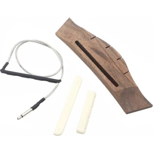 Rosewood Bridge Piezo Bridge Saddle Nut for Ukulele 4 String Guitar Parts Musical Instruments Accessories