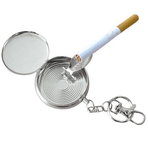 Portable Pocket Ashtray/Vehicle Cigarette Ashtray Mini Stainless Steel Ashtray with Key Chain and Cigarette Snuffer